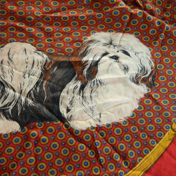 Vintage ECHO 100% Silk Scarf Maltese Dog Print - Picture 4 of 7